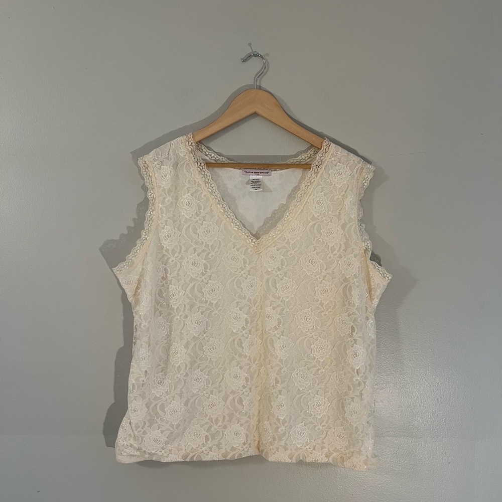 Y2K Cream Floral Lace Women's Sleeveless Tank Top Coquette Festival Summer